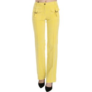 Just Cavalli Damesbroek in geel ribfluweel met middellange taille