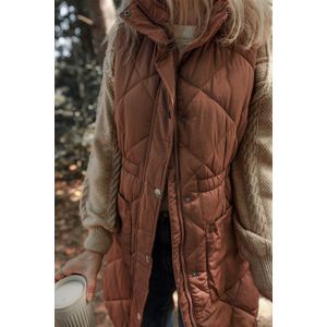 Gequilted Vest Lang Bruin