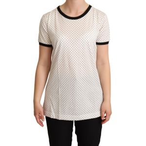 Dolce & Gabbana Dames Witte Gestipte Ronde Hals Katoenen T-shirt