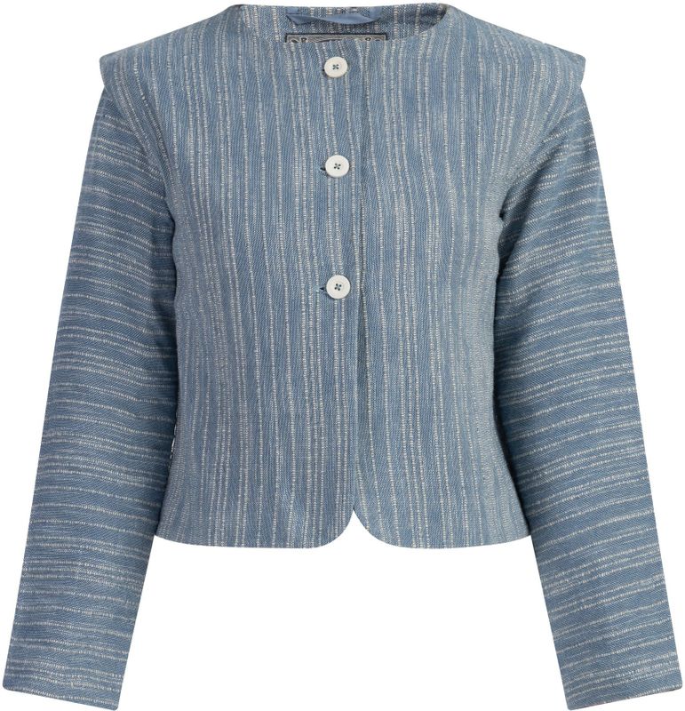 DreiMaster - Kort Blazerjack - Blauw - Gebroken Witte Strepen