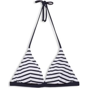 ESPRIT Women Beach niet-voorgevormde gestreepte triangel bikinitopje donkerblauw/wit