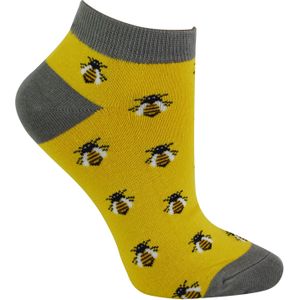 Miss Sparrow - Dames Bamboe Trainer Sokken - Honing Bijen (Geel)