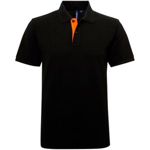 Asquith & Fox Heren Klassieke Pasvorm Contrast Poloshirt (Zwart / Oranje)