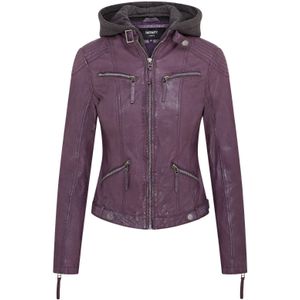 Klassiek Bikerjack - Zwart - Met Uitritsbare Jersey Capuchon - Dames