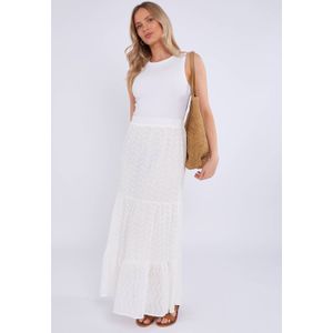 Katoenen Broderie Skater Maxi Rok