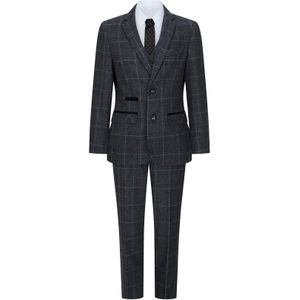 3-delig - Antracietgrijs - Tweed - Pak - Voor Jongens