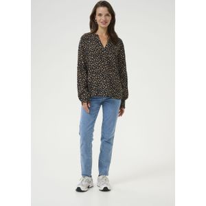 Blouse met lange mouwen Regular fit Black/Brown Graphic Dots black brown