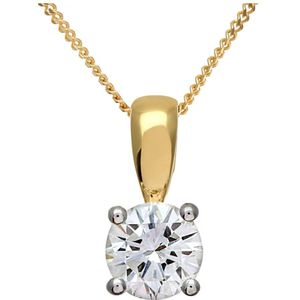 Diamanten solitaire hanger, 18kt geelgoud IJ/I ronde briljant gecertificeerde diamanten hanger, 0,75 ct diamantgewicht