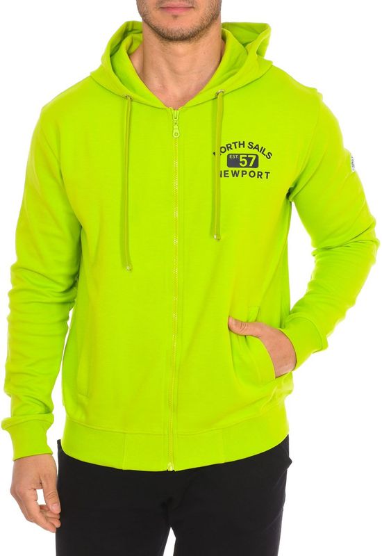 North Sails - Hoodie - Groen - Heren - Katoen - Met Ritssluiting en Geribbelde Zoom