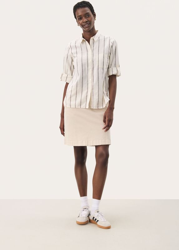 Overhemd met lang mouwen Relaxed fit Eggnog and Brown Stripe cream