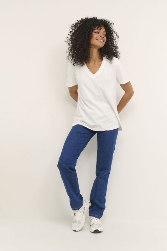 Dames-T-shirt met V-hals KAFFE Marin