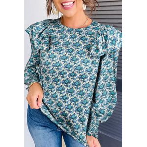 Floral Ruffle Schouder Blouse