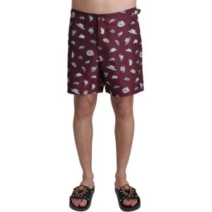 Dolce & Gabbana - Korte Broeken - Veelkleurig - Polyester - Elegante Kastanjebruine Zwemshorts