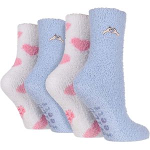 4-pack Dames Fleece Thermo Slippers Lounge Bed Sokken voor Ultiem Comfort