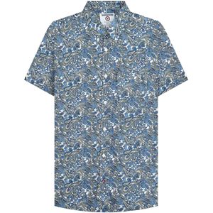 Lambretta Heren SS25 Paisley overhemd (Wit/blauw)