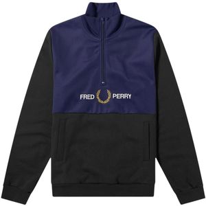 Fred Perry pull-over met halve rits, zwarte trui