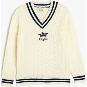 Koton TRUIEN V-kraag geborduurd Sweater