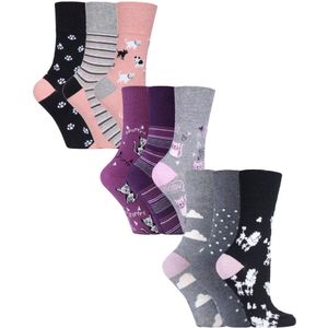 9 paar sokken zonder elastiek damessokken van katoen met patroon - Katten & Honden