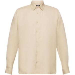 ESPRIT linnen regular fit overhemd beige