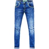 Rusty Neal - LEVIN - Jeansbroek - Neongroene Contrastnaad - Regular Fit