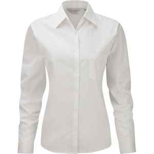 Jerzees Dames/Dames Lange Mouw Zuiver Katoenen Werkoverhemd (Wit)