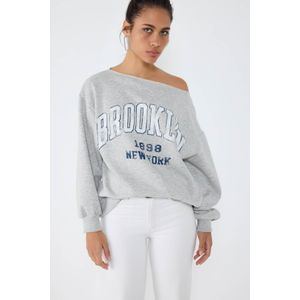 No Matter What - Sweatshirt - Navy - Lichtgrijs - Wit