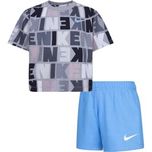 Nike Set gebreid T-shirt & korte broek voor kinderen/Kinderen (Blauw/Grijs/Wit)