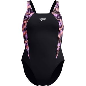 Damesbadpak Speedo Hyperback Splice Muscleback in Zwart