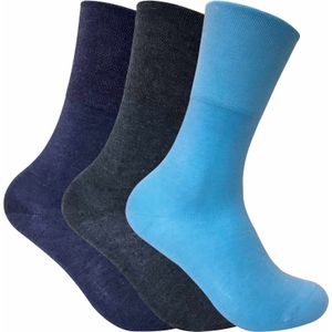 Thermo Diabetessokken - Blauw - Set van 3 - Zonder Elastiek