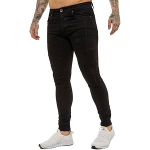 Enzo | Skinny Stretch Biker Denim Jeans Voor Heren - Zwart - Maat 28/32