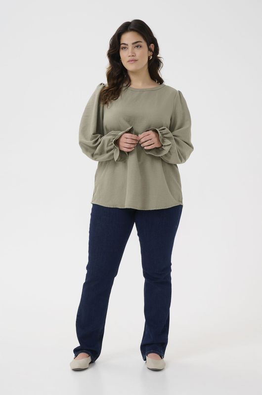 Kaffe Curve, Dames, Blouses & Shirts, Grijs, Maat: 2XL