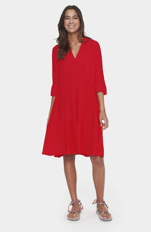 SAINT TROPEZ - Eda - Jurk - Watermeloen Rood - Knielengte