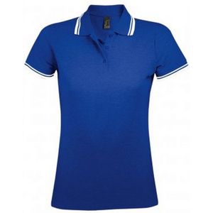 SOLS Dames/dames Pasadena getipt korte mouw Pique Polo Shirt (Koninklijk/Wit)