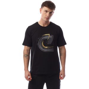 Heren Cruyff C-Logo Embro T-shirt in Zwartgoud