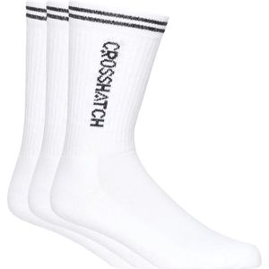 Crosshatch Peppy sportsokken voor heren (pak van 3) (Wit)