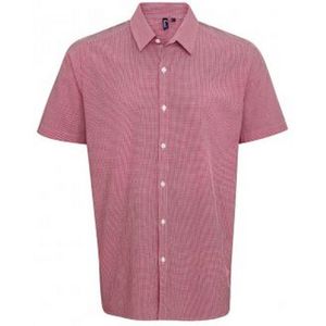 Premier Heren Gingham Shirt met korte mouwen (Rood/Wit)