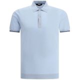 Moorer, Heren, Tops, Blauw, Maat: M Katoen,