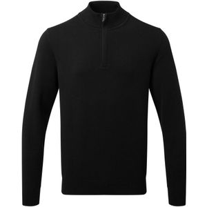 Asquith & Fox Heren Katoenen Blend Sweatshirt met ritssluiting (Zwart)