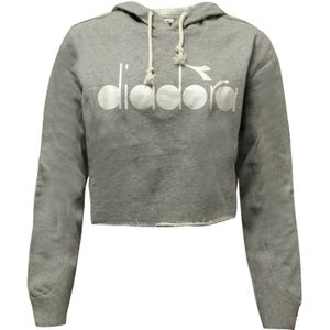 Diadora - Cropped Hoodie - Grijs - Sweatshirt - Voor Vrouwen