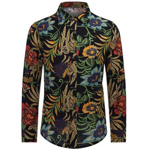 Funky bedrukt overhemd voor heren, casual overhemd, mooie bloementopjes