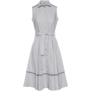Grijze Jurk - Mouwloos - Lichtgewicht Geweven Stretch Gabardine Stof