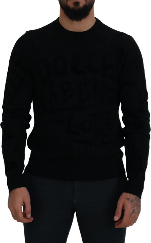 Dolce & Gabbana, Heren, Sweatshirts & Hoodies, Zwart, Maat: XS Wol,