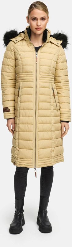 Navahoo Lange Dames Winterjas Umay – Gewatteerde Jas met Afneembare Capuchon & Bontkraag