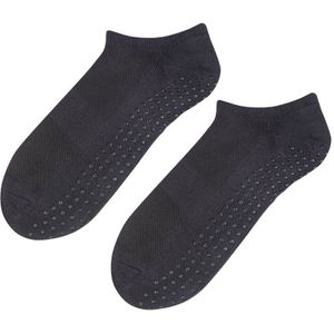 Steven - Heren 1 Paar Katoenen Onzichtbare Sokken met Grip | Pilates Sokken - Houtskool