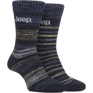 Heren Thermische Wintersokken | Jeep | Dikke Geribbelde Ontwerp Warme Gebreide Boten Sokken | Chunky Prestatie Sokken - Blauw / Marine