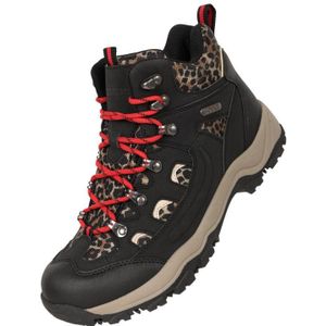 Mountain Warehouse Dames/Dames Adventurer Faux Suede Waterdichte Wandelschoenen met luipaardprint (Zwart)