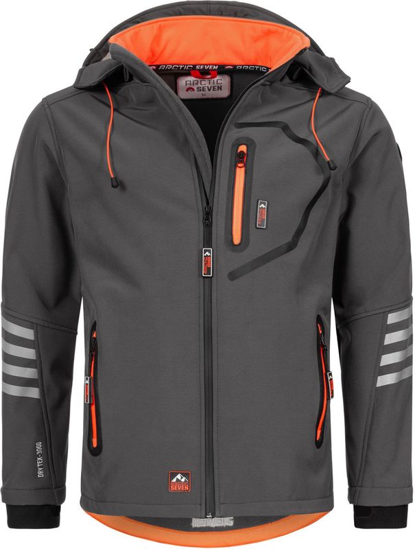 Arctic Seven - Softshelljack - Grijs - Wind- en Waterafstotend - Afneembare Capuchon