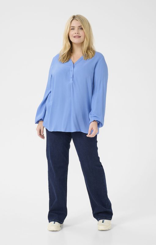 Kaffe Curve, Dames, Blouses & Shirts, Blauw, Maat: 2XL