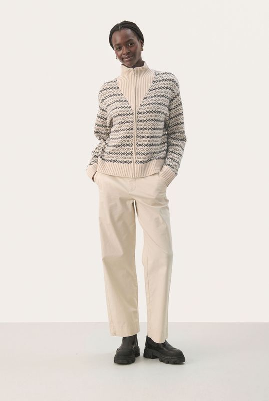 Part Two - Gebreid Vest - Taupe/Nachtblauw - Normale Pasvorm - Lange Mouw