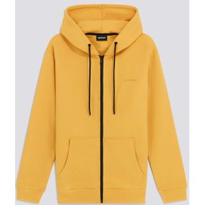 Heren mosterdgele SWEN HOOD ZIP BRAND. Trui